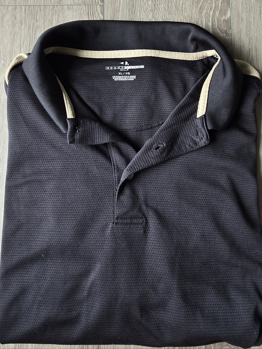 Grand Slam Golf Men's Black And Tan Color Block Performance Polo Shirt XL